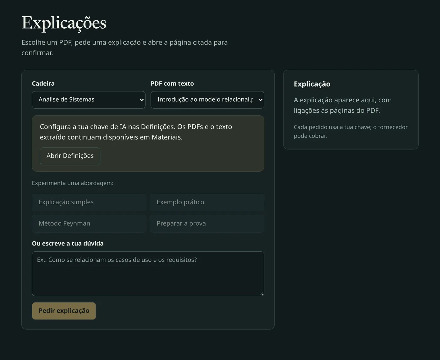 Explicações do Caderno com ligações às páginas do PDF